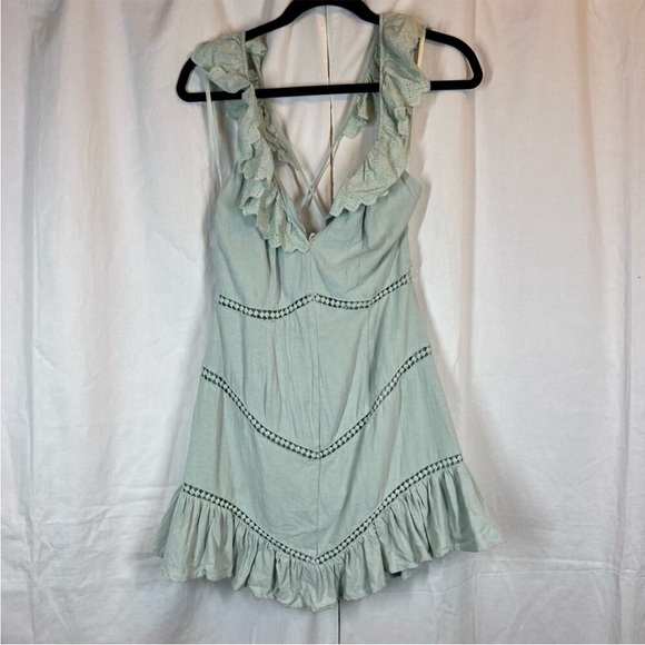 Saints & Secrets 100% cotton Tiered Ruffle Strappy Open Back Mini Dress - Picture 1 of 5